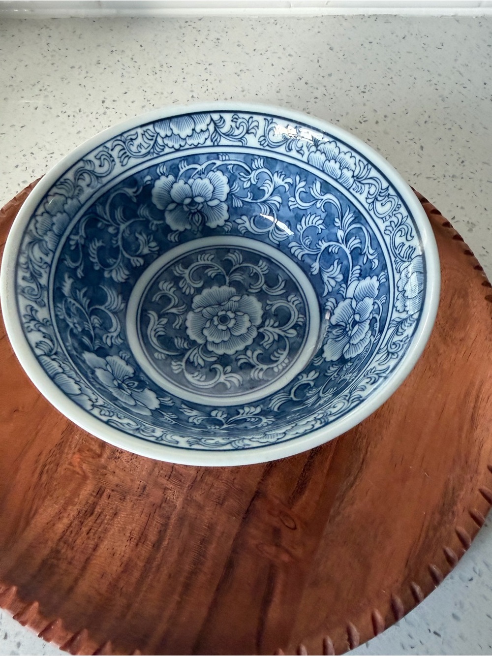 Blue and White vintage Chinoiserie Hollywood Regency Bowl - Picture 2 of 4